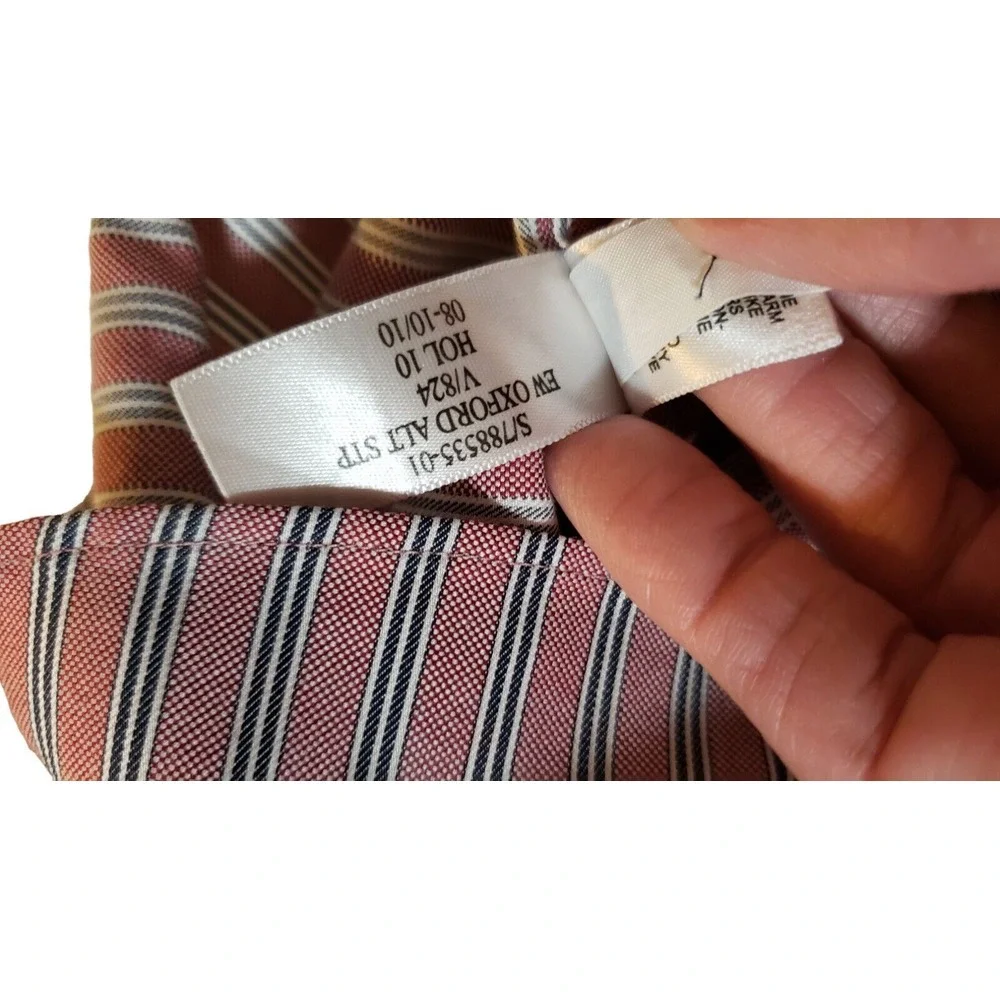 Banana Republic Shirt Non Iron Slim‎ Fit Men's M 15-15.5 Striped Red Office